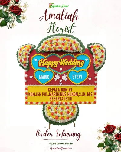 Karangan Papan Bunga Pernikahan di Laladon